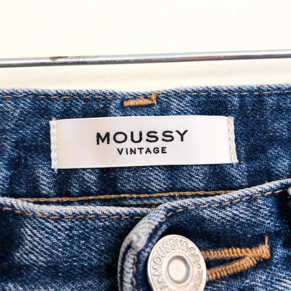 Moussy Vintage Orin JW Tapered Straight Leg High Waist Distressed Denim Jeans 25 - Picture 6 of 11